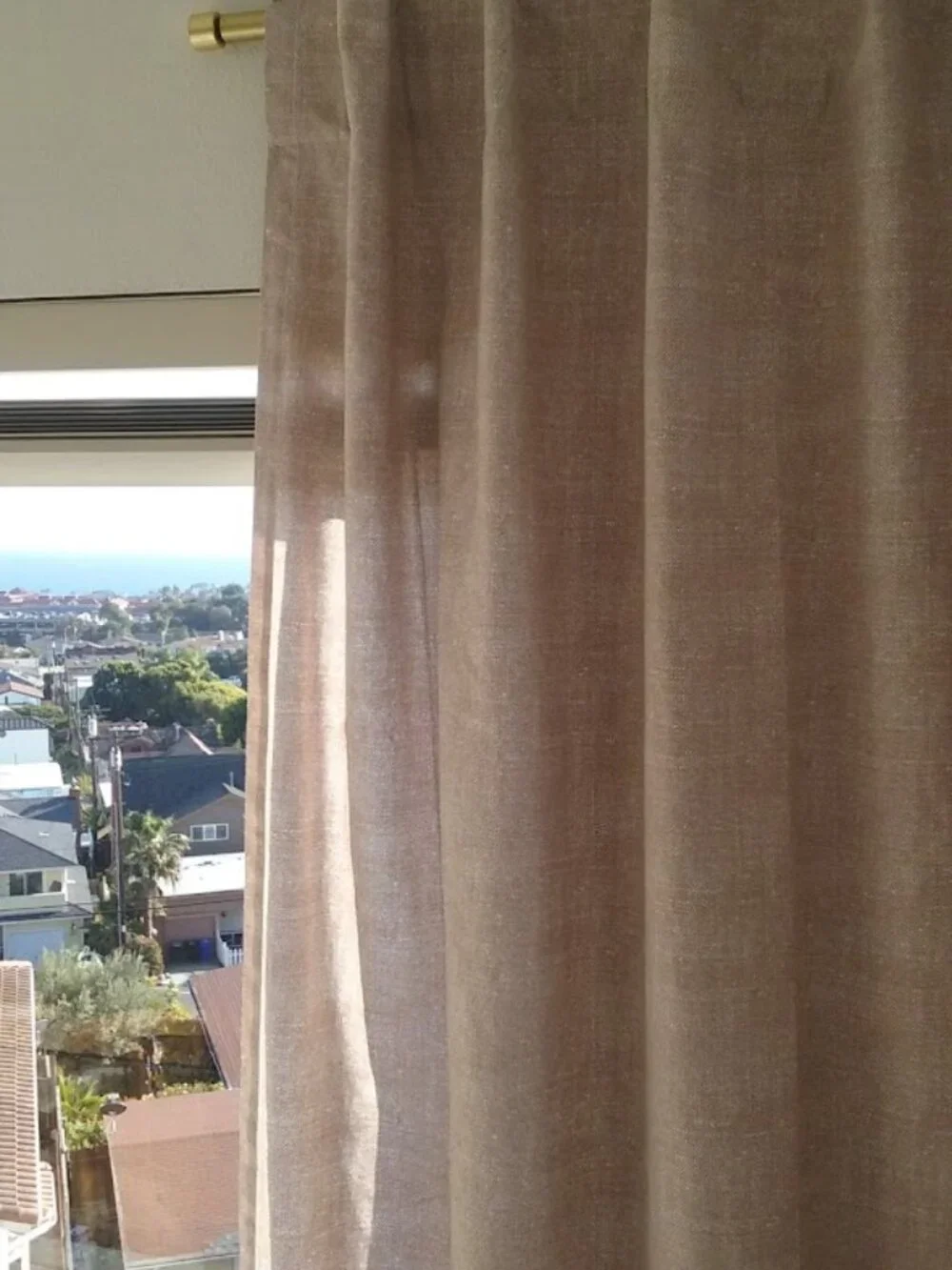 WEST ELM Cotton Lined Curtains Drapes Set 48x 84 Light Tan Tweed Style